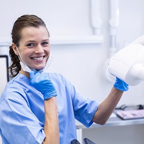 Patient receiving dental bonding